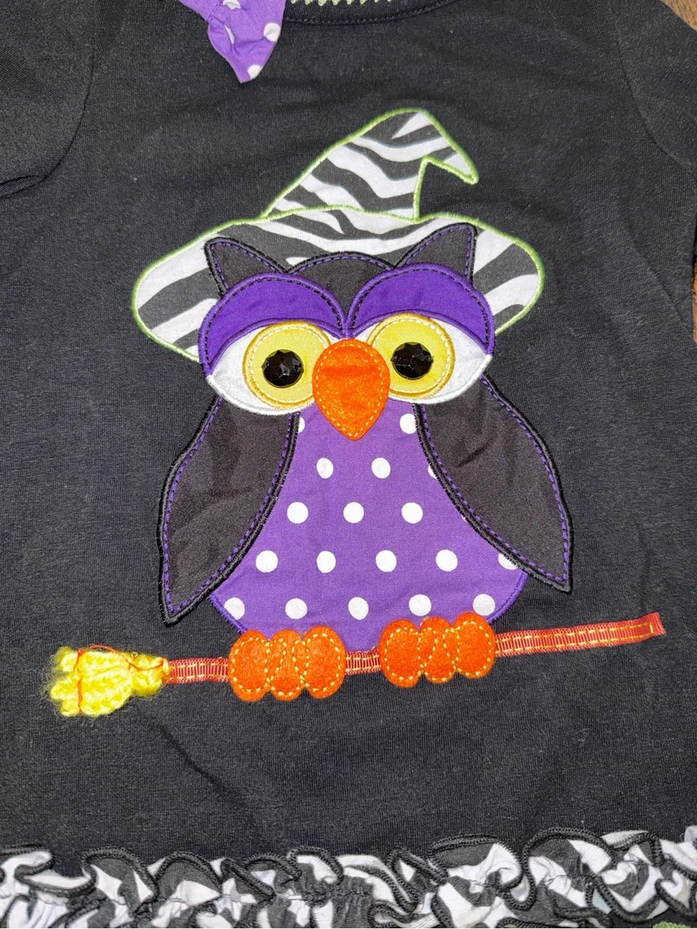 Black and Purple Owl Halloween Dress 2T